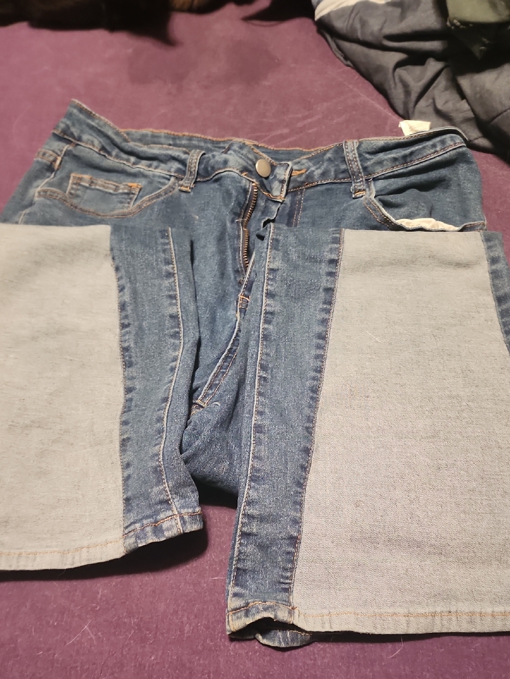 SHEIN Two-Tone Blue Boot Cut Jeans